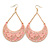 Pink Lacy Crescent Chandelier Earrings In Gold Tone - 85mm L - view 7