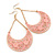 Pink Lacy Crescent Chandelier Earrings In Gold Tone - 85mm L