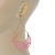 Pink Lacy Crescent Chandelier Earrings In Gold Tone - 85mm L - view 5