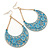 Blue Lacy Crescent Chandelier Earrings In Gold Tone - 85mm L