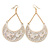 White Lacy Crescent Chandelier Earrings In Gold Tone - 85mm L - view 8