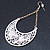 White Lacy Crescent Chandelier Earrings In Gold Tone - 85mm L - view 5
