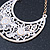 White Lacy Crescent Chandelier Earrings In Gold Tone - 85mm L - view 4