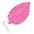 Deep Pink Enamel Etched Leaf Drop Earrings In Gold Tone - 75mm L - view 6
