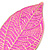 Deep Pink Enamel Etched Leaf Drop Earrings In Gold Tone - 75mm L - view 4