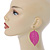 Deep Pink Enamel Etched Leaf Drop Earrings In Gold Tone - 75mm L - view 2