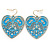 Light Blue Lacy Heart Drop Earrings In Gold Tone - 50mm L - view 7