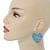 Light Blue Lacy Heart Drop Earrings In Gold Tone - 50mm L - view 2