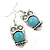 Vintage Inspired Turquoise Owl Drop Earrings In Silver Tone - 45mm L - view 7