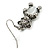 Marcasite Hematite Crystal Bear Drop Earrings In Antique Silver Tone - 40mm L - view 5