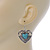 Vintage Inspired Turquoise Stone Filigree Heart Drop Earrings In Antique Silver Tone - 45mm L - view 3