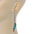 Turquoise Style Triple Cross Chain Dangle Earrings In Silver Tone - 90mm L - view 6