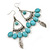 Vintage Inspired Turquoise Stone with Feather Drop Earrings - 70mm L - view 6