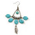 Vintage Inspired Turquoise Stone with Feather Drop Earrings - 70mm L - view 7