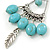 Vintage Inspired Turquoise Stone with Feather Drop Earrings - 70mm L - view 3