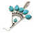Vintage Inspired Turquoise Stone with Feather Drop Earrings - 70mm L - view 5