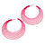 Neon Pink Multi Layered Hoop Earrings - 60mm Diameter - view 5
