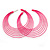 Neon Pink Multi Layered Hoop Earrings - 60mm Diameter - view 3