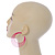 Neon Pink Multi Layered Hoop Earrings - 60mm Diameter - view 7