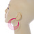 Neon Pink Multi Layered Hoop Earrings - 60mm Diameter - view 2
