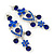 Sapphire Blue Austrian Crystal Chandelier Earrings In Rhodium Plating - 60mm L - view 8
