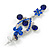 Sapphire Blue Austrian Crystal Chandelier Earrings In Rhodium Plating - 60mm L - view 6