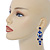 Sapphire Blue Austrian Crystal Chandelier Earrings In Rhodium Plating - 60mm L - view 2