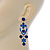 Sapphire Blue Austrian Crystal Chandelier Earrings In Rhodium Plating - 60mm L - view 7