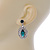 Prom/ Bridal Emearld Green/ Clear Austrian Crystal Oval Drop Earrings In Rhodium Plating - 38mm L - view 6