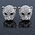 Clear Austrian Crystal Tiger Stud Earrings In Rhodium Plating - 17mm L - view 3