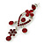 Ruby Red Austrian Crystal Chandelier Earrings In Rhodium Plating - 60mm L - view 3