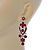 Ruby Red Austrian Crystal Chandelier Earrings In Rhodium Plating - 60mm L - view 7