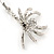 Silver Tone Crystal Spider Drop Earrings - 40mm L - view 4