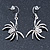 Silver Tone Crystal Spider Drop Earrings - 40mm L - view 3