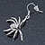 Silver Tone Crystal Spider Drop Earrings - 40mm L - view 7