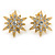 Gold Tone Crystal Star Stud Earrings - 25mm Across
