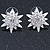 Silver Tone Crystal Star Stud Earrings - 25mm Across