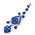 Long Sapphire Blue Austrian Crystal Chandelier Earrings In Rhodium Plating - 90mm L - view 7