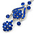 Long Sapphire Blue Austrian Crystal Chandelier Earrings In Rhodium Plating - 90mm L - view 3
