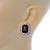 Gold Tone Clear, Black Crystal Square Stud Earrings - 23mm L - view 6