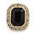 Gold Tone Clear, Black Crystal Square Stud Earrings - 23mm L - view 5
