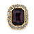 Gold Tone Clear, Deep Purple Crystal Square Stud Earrings - 23mm L - view 5