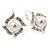 Clear Simulated Pearl Floral Drop Earrings With Leverback Closure In Silver Tone - 25mm L