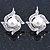 Clear Simulated Pearl Floral Drop Earrings With Leverback Closure In Silver Tone - 25mm L - view 6