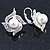 Clear Simulated Pearl Floral Drop Earrings With Leverback Closure In Silver Tone - 25mm L - view 4