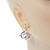 Clear Simulated Pearl Floral Drop Earrings With Leverback Closure In Silver Tone - 25mm L - view 3