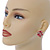 Pink Enamel Crystal Rose Stud Earrings In Gold Tone - 20mm Diameter - view 5