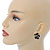 Black Enamel Crystal Rose Stud Earrings In Gold Tone - 20mm Diameter - view 2