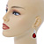 Red/ Clear CZ, Glass Teardrop Earrings With Leverback Closure In Silver Tone - 45mm L - view 2