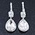 Clear CZ, Glass Teardrop Earrings With Leverback Closure In Silver Tone - 45mm L - view 6